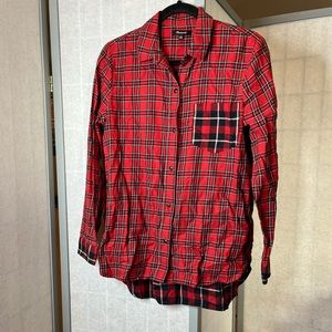 Madewell red plaid blouse